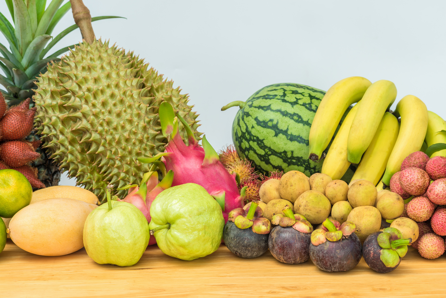Fresh mixed thai fruits background